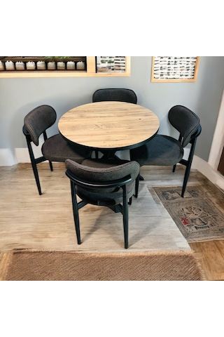 Yeliz Mutfak Masa Takımı 4 Kişilik Ahşap Desenli Yeliz008 Antrasit