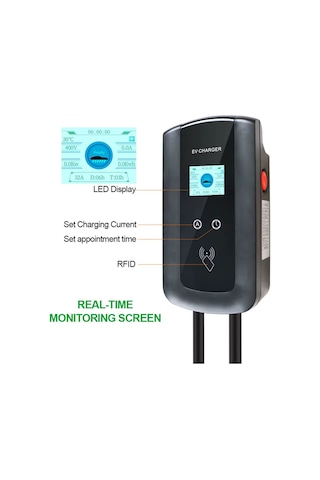 Ev Charger Mode 3 Duvar Tipi 3 Fazlı 32a 22 Kw Elektrikli Araç Şarj İstasyonu 5 Metre Kablo
