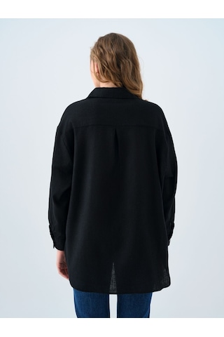 LOFT Loose Fit Kadın Gömlek U.kol Lf2038437 Q1.v1 Siyah