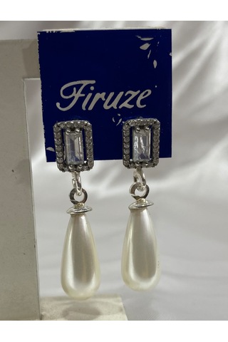 Firuze Gümüş İnci Damla Tasarım Küpe F16001997