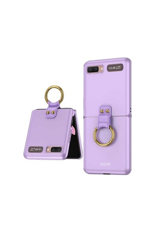 Samsung Uyumlu Galaxy Z Flip Kılıf Zore Flip Ring Kıpta Kapak Mor