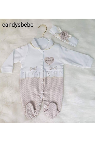 Candysbebe Lüks Bebek Tulumu Krem Candysbebe Lüks Bebek Tulumu Krem