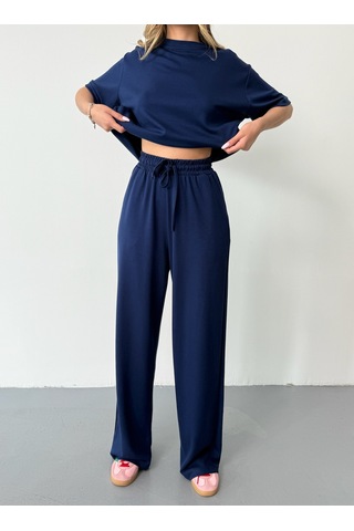 Kadın Modal Kısa Kolu Soft Touch Spor Takım Lacivert