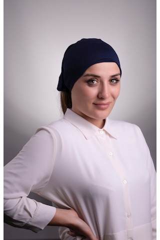 Lacivert Pratik Hazır Geçmeli Iç Bone Viskon Kumaş Dikişsiz Boru Lacivert