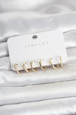 Pirinç Gold Renk Yılan Model Kadın Küpe Seti Çok renkli Pirinç Gold Renk Yılan Model Kadın Küpe Seti Çok renkli