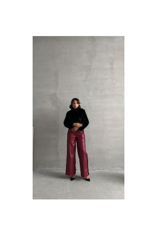 Verymoda Deri Pantolon F1844 Bordo Siyah