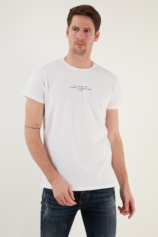 Buratti Pamuklu Slim Fit Bisiklet Yaka Erkek T Shirt 541Ifit Beyaz