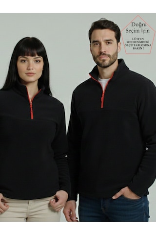 Smalltouch Unısex Tüylenme Yapmayan Normal Kalıp Dik Yaka Soğuk Geçirmez Polar Lacivert