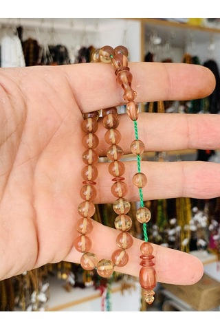ATEŞ KEHRİBAR TESBİH ŞEFFAF SARI KÜRE MODEL
