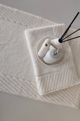 2'li Diyagonal Çizgili Ayak Havlusu Seti - %100 Pamuk Havlu Takımı - 50x70 Cm Krem Krem