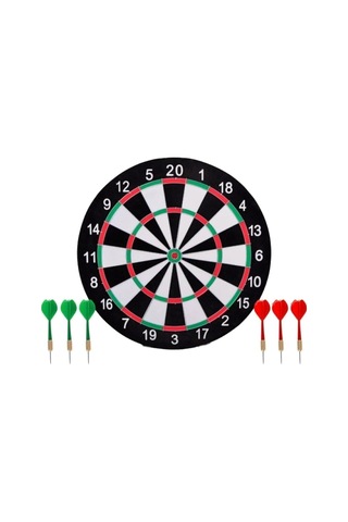 15 İnç Dart Tahtası Büyük Boy Çift Taraflı Dart Oyun Seti 6 Oklu
