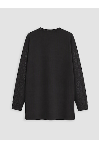 Lcw Everyday Siyah Soft Touch Oversize Kadın Sweatshirt Tunik