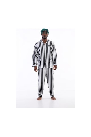 Epilons Zenvial Kocabey 4007 Uzun Kol Çizgili Gaffur Erkek Pijama Takım Zenviall2 Antrasit