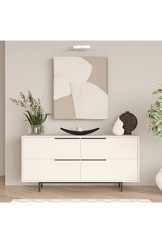 Robin Home Lidya Konsol 4 Kapaklı Metal Ayaklı 160cm Beyaz