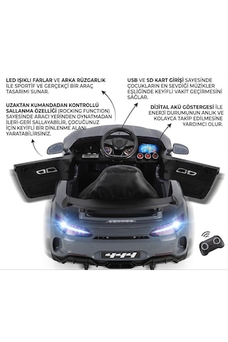 Öykü Bebek Dünyası 444 Gtr 12 Volt Lüks Akülü Araba Antrasit