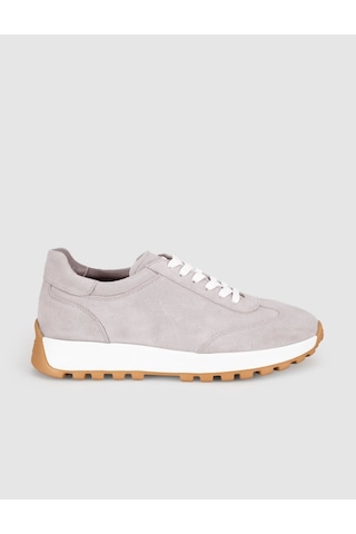 Açık Gri Süet Hakiki Deri Kadın Sneaker Ayakkabı