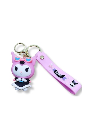 Kuromi V1 Premium 3d Figürlü Lila Bilek Kayışlı Anahtarlık - 1 Adet