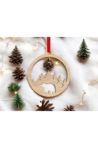 10 Parça Ahşap Yılbaşı Ağacı Süs Seti-2 Ortalama 6-8 Cm Noel Ağacı Süsü