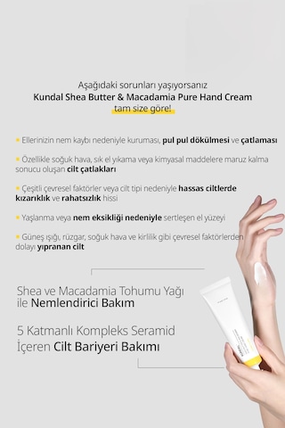 Yoğun Nem Veren Besleyici El Kremi Kundal Shea Butter & Macadamia Pure Hand Cream 50ml Ylang Ylang