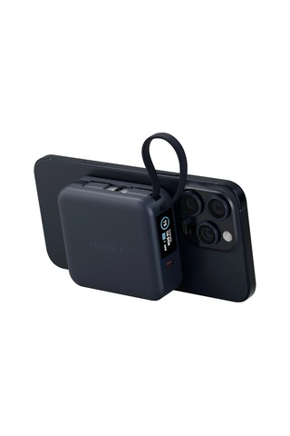 Magpac Mini Plus Dijital 10.000 Mah Type-c Telefon Saat Kablosuz Şarj Destekli Magsafe Powerbank - Lacivert Koyu Gri