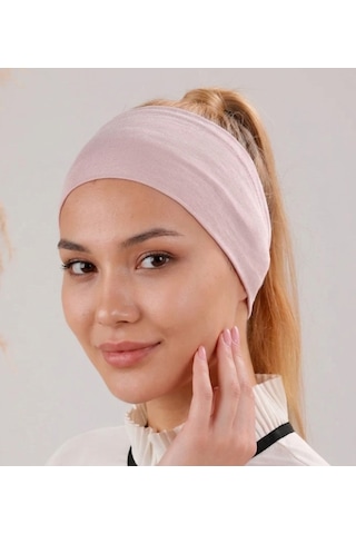 Alivascarf Kaymayan Silikonlu Bandana Bone Siyah - Kadın Tesettür Dikişsiz Kaymaz Geçme - Sportif Saç Bandı Pudra