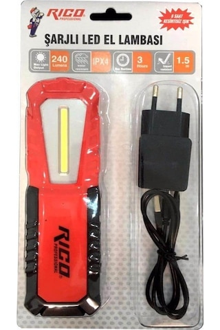 Rico Rc0037 240 Lümens Şarjlı Led El Feneri El Lambası Mıktanıslı Kırmızı - Siyah Rico Rc0037 240 Lümens Şarjlı Led El Feneri El Lambası Mıktanıslı Kırmızı - Siyah