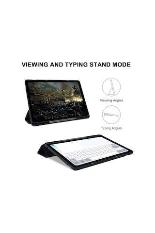Samsung Galaxy Uyumlu Tab S10 Fe+ Plus 13.1inç Kılıf Kalem Bölmeli Smart Case X620 X626 Kapaklı Kılıf
