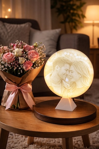 Kişiye Özel Fotoğraflı Işıklı Led Dekoratif Masa/gece Lambası Hediye Sevgililer Günü Adaptör Dahil Çok Renkli