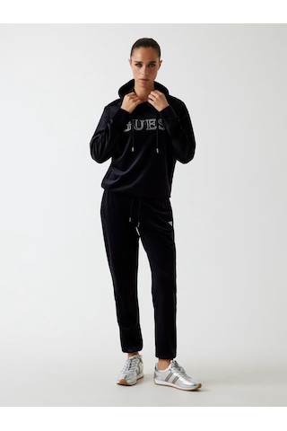 Guess Yapay Elmas Taşlı Logolu Kadın Sweatshirt V4rq25k0232 Siyah