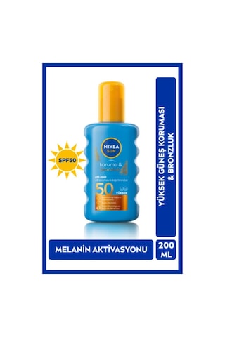 Sun Spf50 Çift Etkili Yüksek Koruma Ve Bronzluk Güneş Spreyi 200ml, Doğal Bronzluk, Suya Dayanıklı