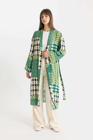 Defacto Relax Fit Desenli Uzun Viskon Kimono C9688AX24SMKH461 Haki