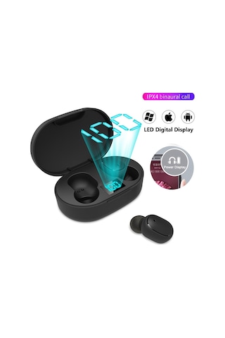 E6s Led Ekran Tws Kablosuz Bluetooth Kulaklık Pembe