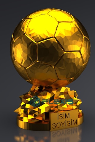 İsminize Özel Fıfa Ballon D'or Maketi Gold Kaplama 15 Cm Hediyelik