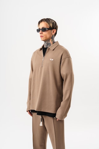 Respire Erkek Yarım Fermuarlı Modal Sweatshirt Vizon