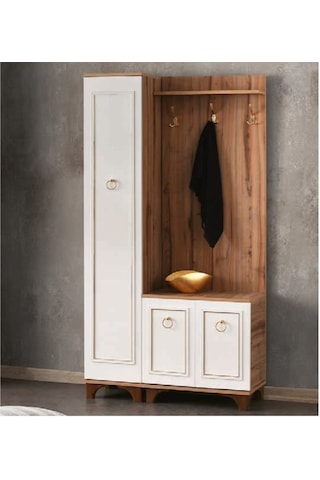 Bera Atlantik Çam - Beyaz 3 Kapılı Elif Portmanto Atlantik Çam - Beyaz