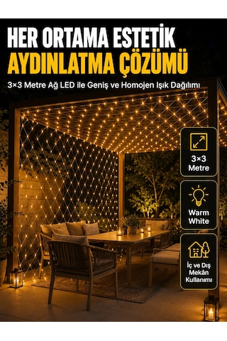 3x3 Metre Ağ Led İle Bahçenize Sıcak Ve Şık Aydınlatma