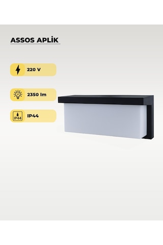 30w Assos Aplik 3200k Sarı Işık - Ip44 Siyah