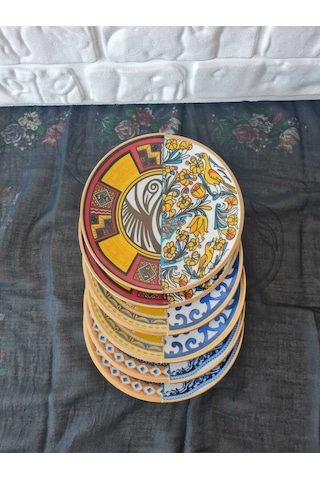 Karışık Pasta Tabağı 6 Kişilik Pasta Tabağı Seti Çok Renkli