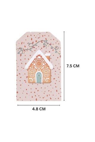 Yılbaşı Ev Temalı Hediye Etiketi, Yeniyıl, Noel Delikli Paketleme Kartı, 50 Adet-4.8x7.5 Cm, Krem