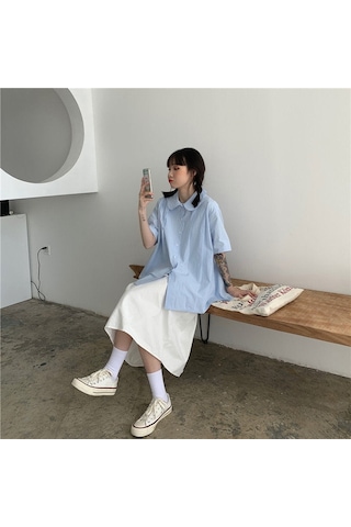 Sones Yüksek Bel Drape Etek Bol Ve İnce Orta Uzunlukta A Kesim Etek Beyaz