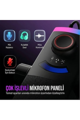 Fifine Ampligame Am8prot Xlr/usb Rgb Dinamik Beyaz Mikrofon Seti