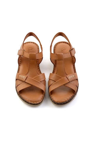 Bambi Taba Leather Kadın Sandalet K05907020703 Taba