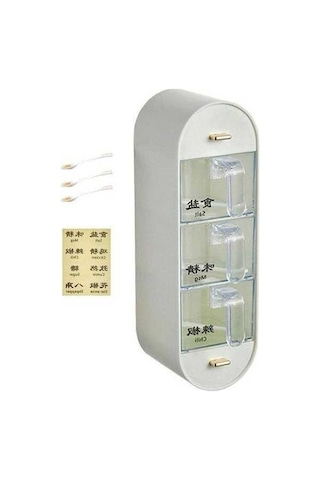 Novahub Beyaz Ekolojik Baharat Kabı, Pratik Duvara Monte Baharat Kutusu/ Beyaz