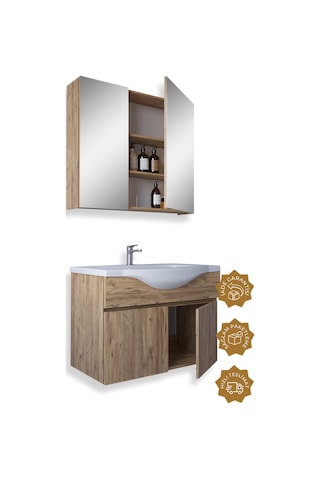 Teta Home Kahire 80 Cm Mdf Banyo Dolabı Seti Atlantik Çam
