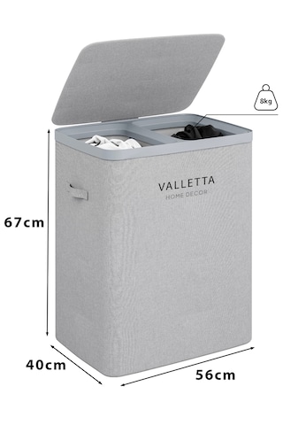 Valletta Paloma 100l Çift Bölmeli Katlanabilir Çamaşır Sepeti