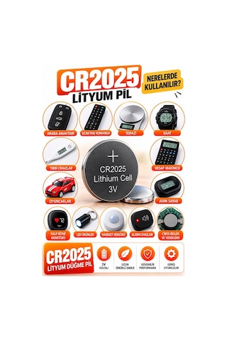Cr2025 Pil 3v 10 Adet Rio Cr 2025 Para Pil Lityum Düğme Pil Araba Kumandası Baskül Tartı Pili Saat Oyuncak Cihaz Pili