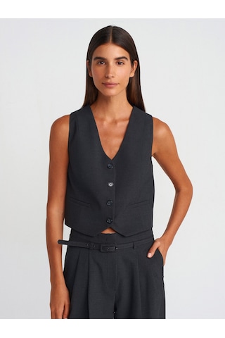 Dilvin 60562 Kısa Özel Dikim Yelek Antrasit