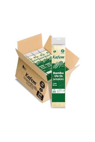 Kafem Bambu Çöp Şiş 40 CM 5 MM 25 Li x 50 Paket