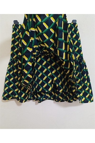 Kadın Şort Etek-143- Desenli Çok Renkli