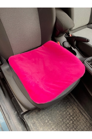 Yumuşak Tüylü Peluş Serme Oto Koltuk Koruyucu Minder Ön Tekli Fuşya Pembe